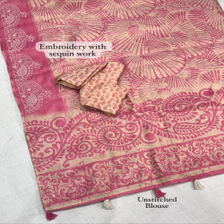 NC Cotton Embroidered Sequin Work Saree